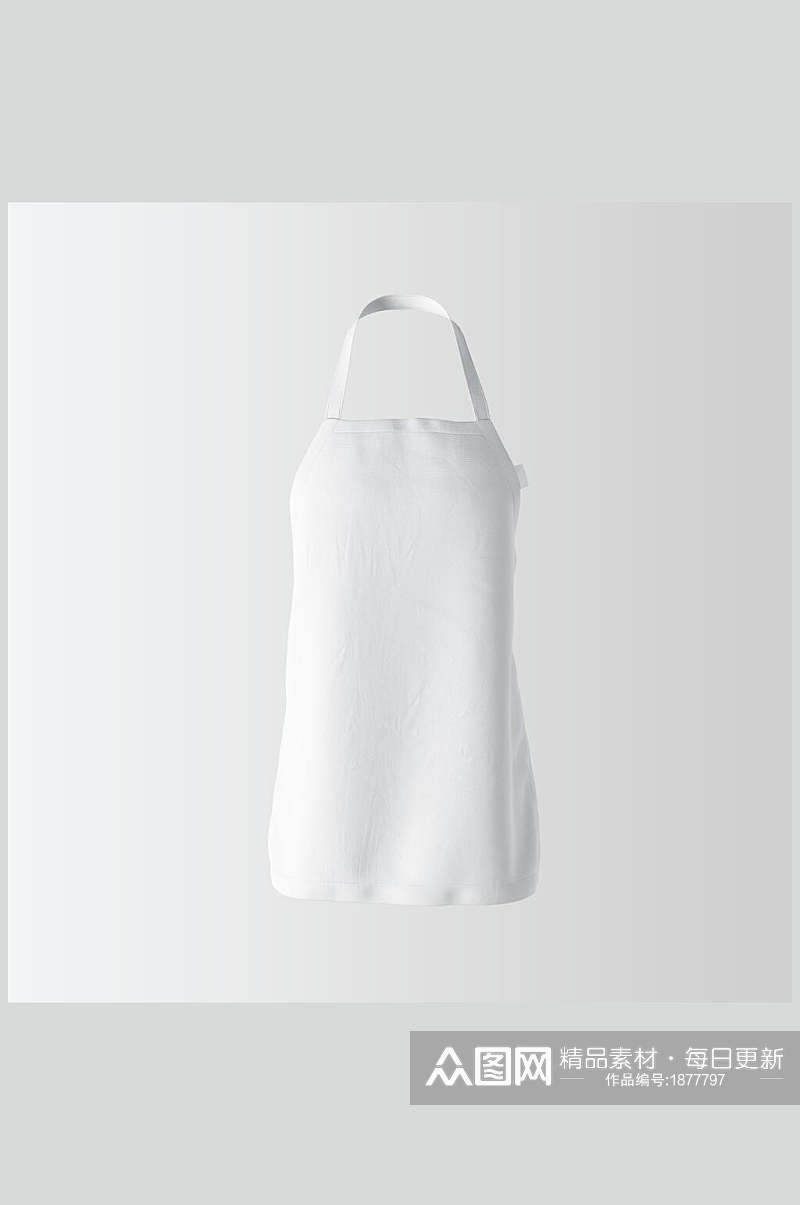 极简白色长款围裙样机贴图效果图素材