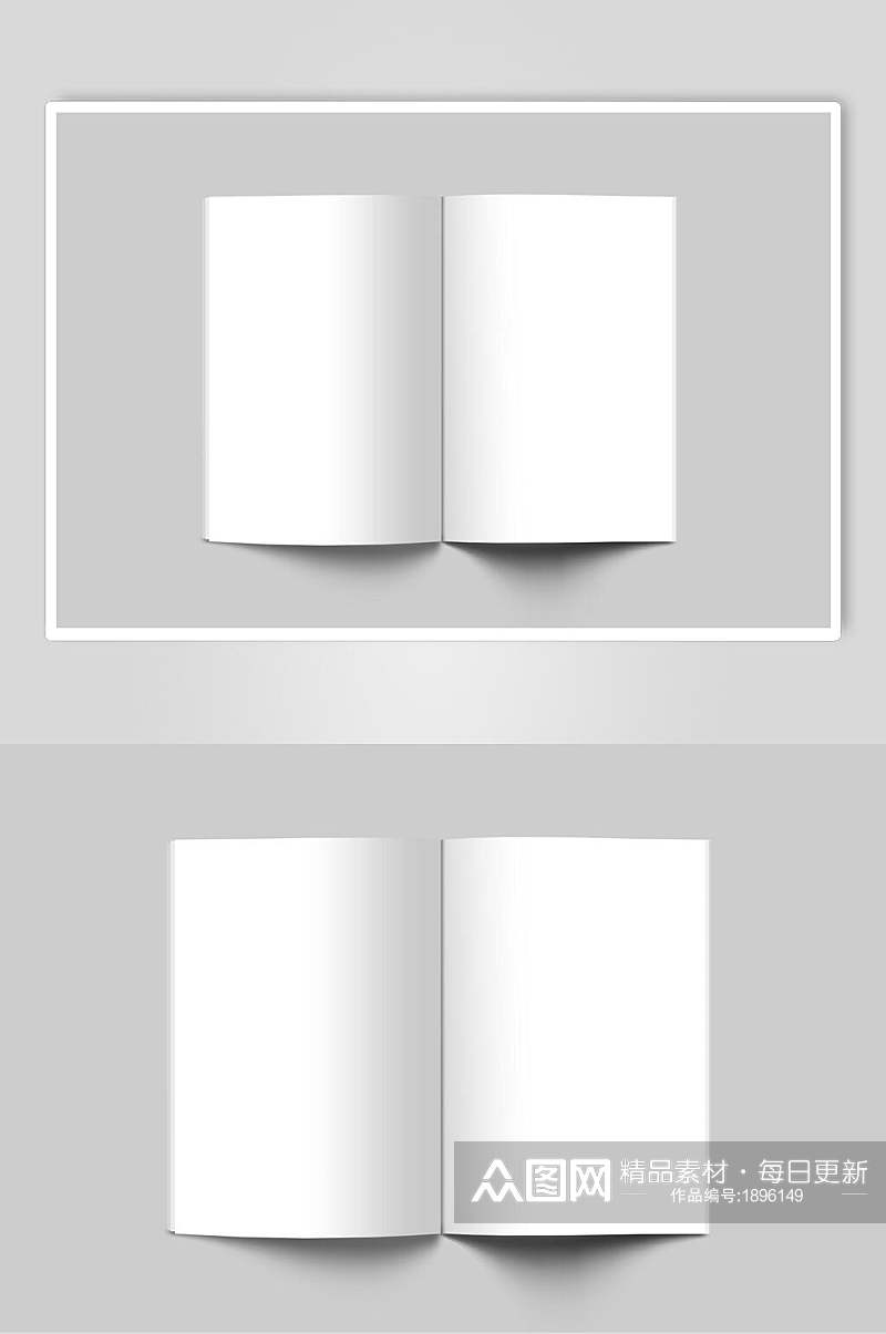 白色书籍画册杂志内容样机效果图素材