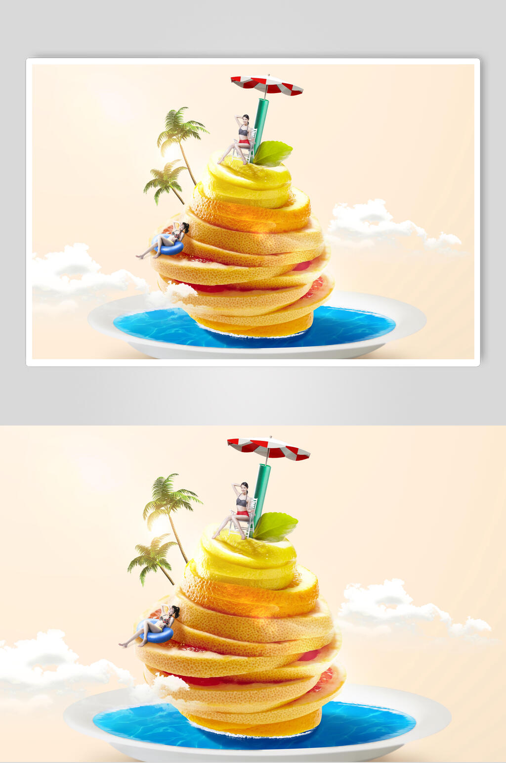 清凉夏日水果设计素材素材