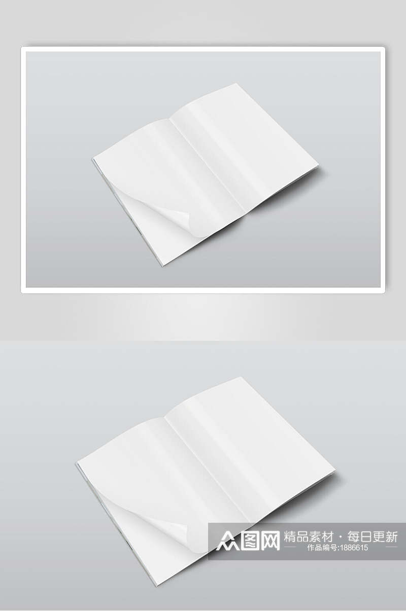 白色画册杂志样机效果图素材