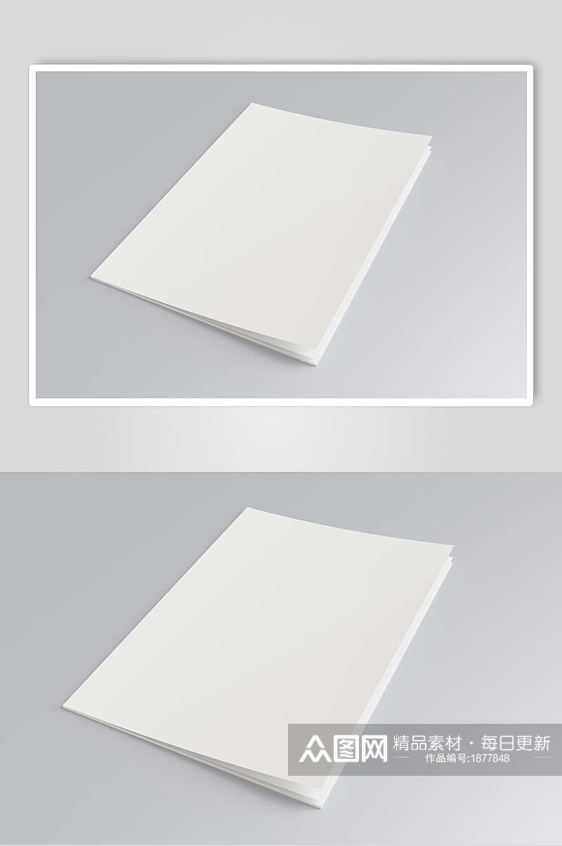 白色杂志画册样机封面效果图设计素材