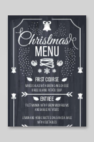 灰白圣诞节菜单设计矢量图宣传单