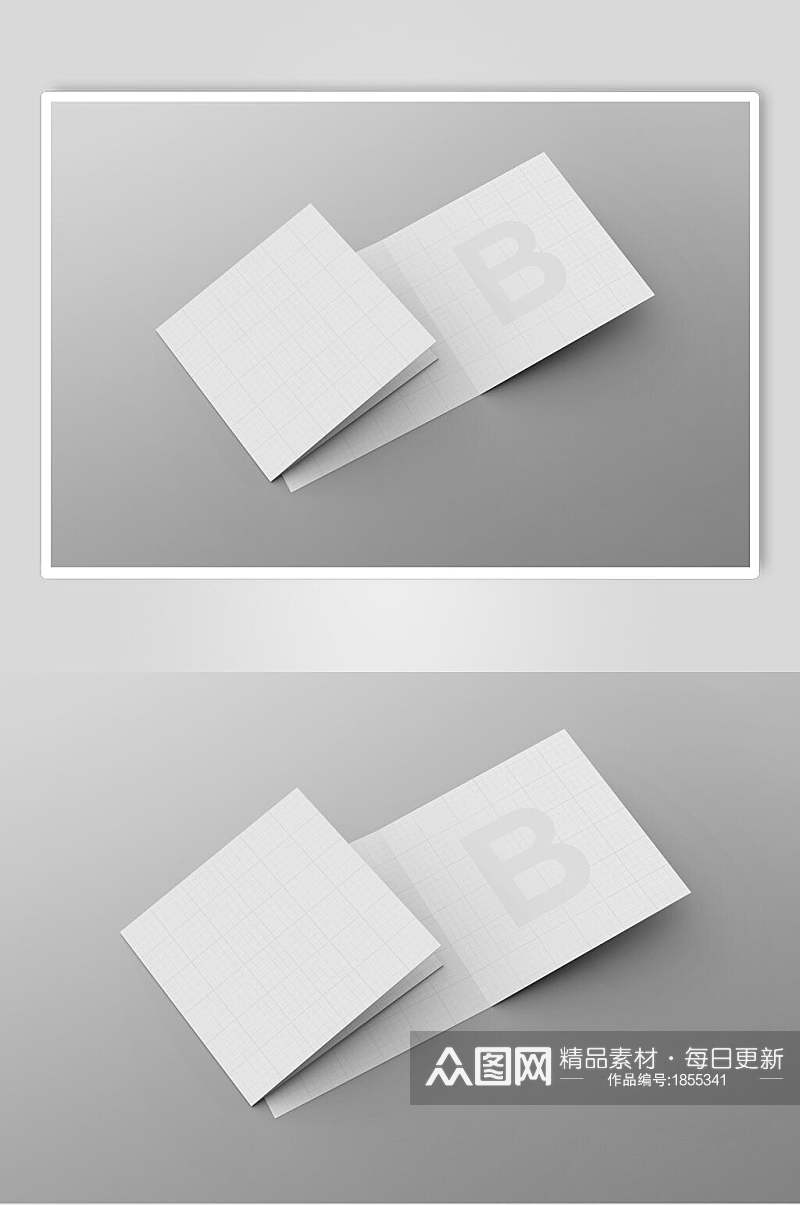 简约白色折页样机贴图效果图素材