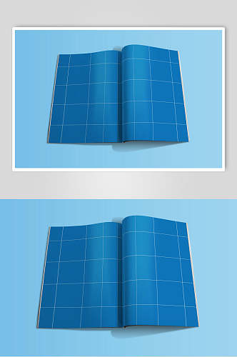 蓝色画册杂志内容样机效果图