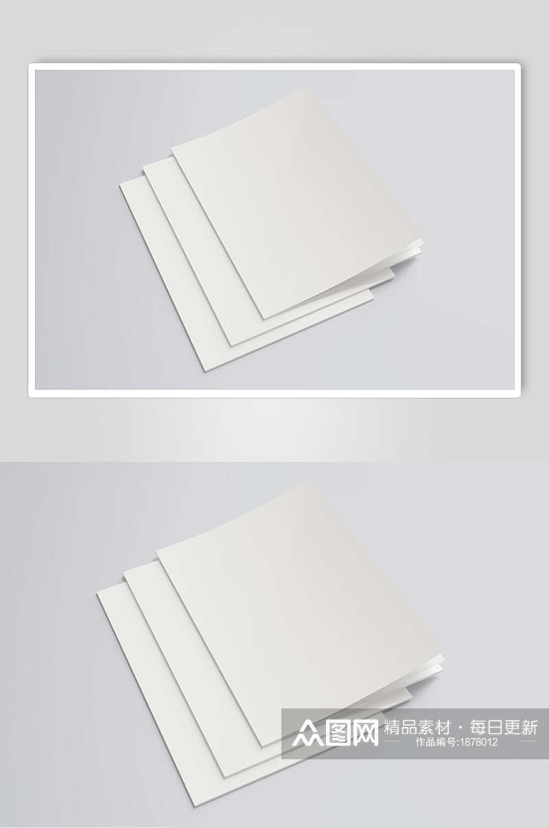 三本杂志画册叠放样机效果图设计素材
