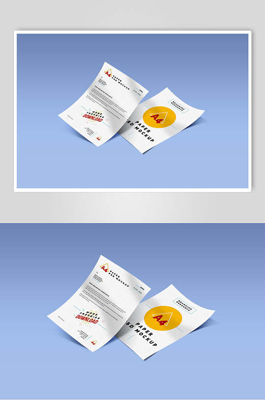 简洁单页宣传单样机效果图-众图网