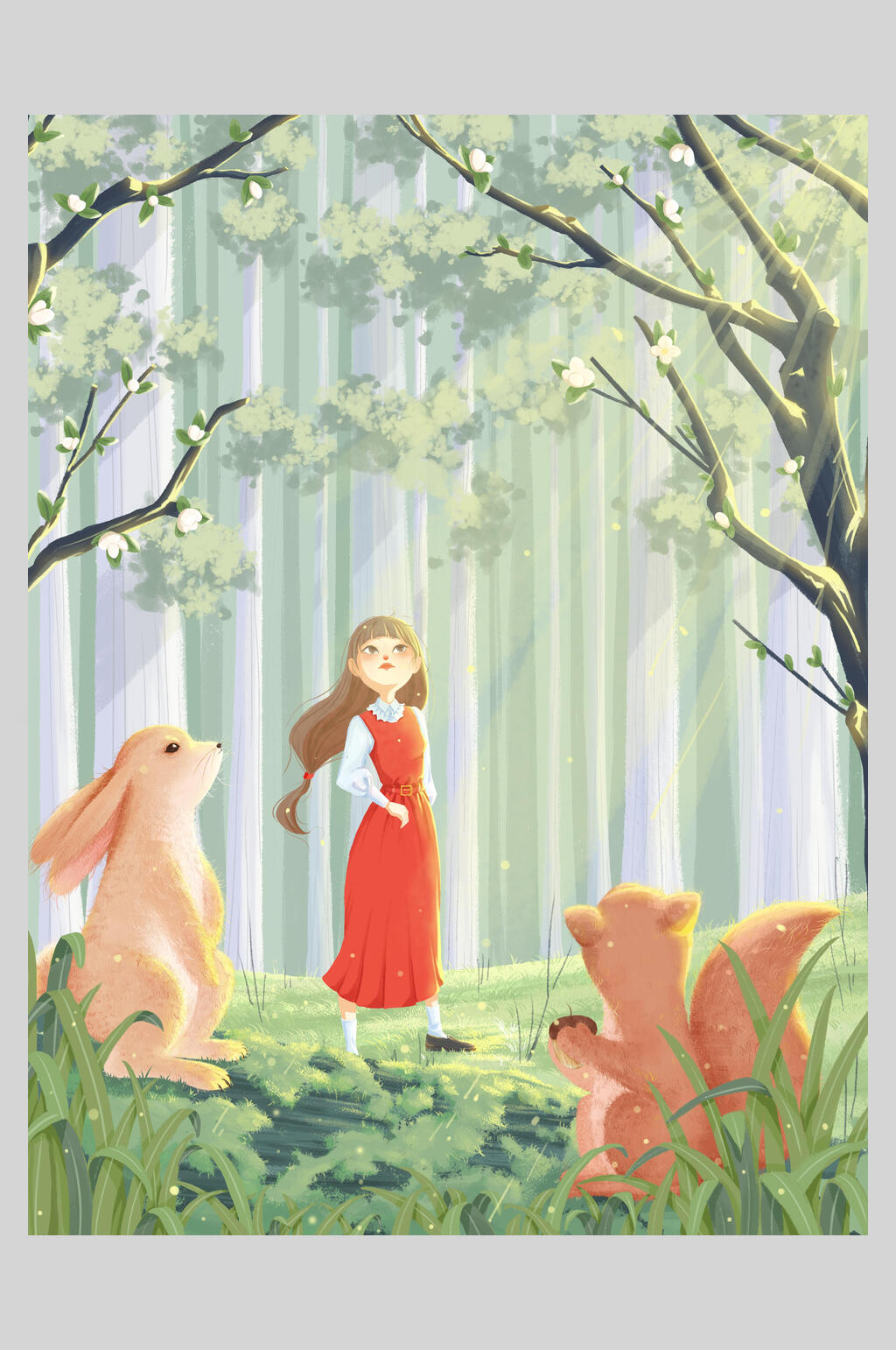 清新淡雅赏花季立春插画素材海报素材