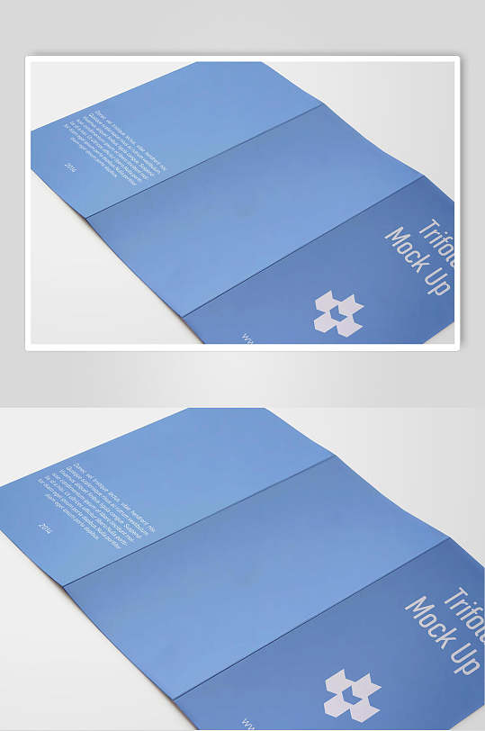 蓝色简洁品牌三折页宣传单样机效果图