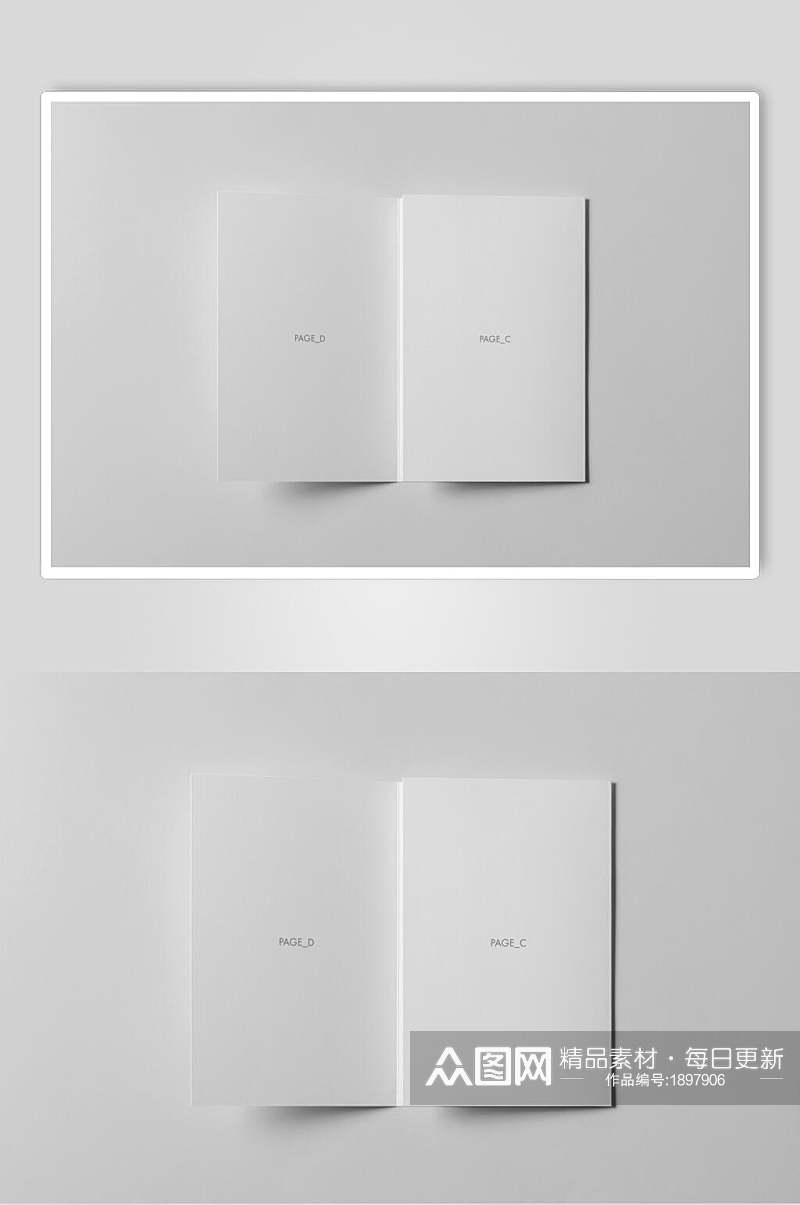 白色品牌折页LOGO展示样机贴图效果图素材