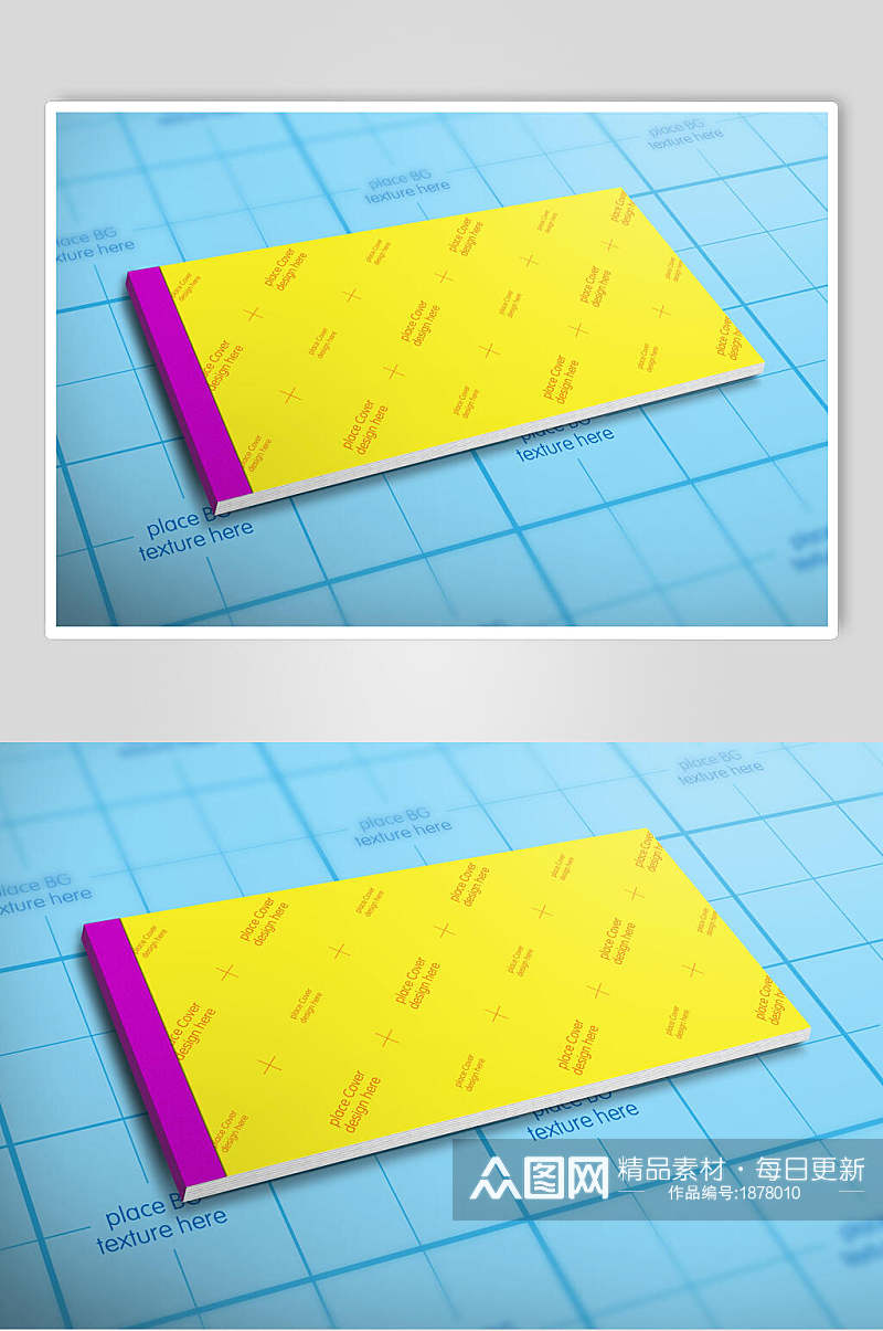 黄色杂志画册封面样机效果图设计素材