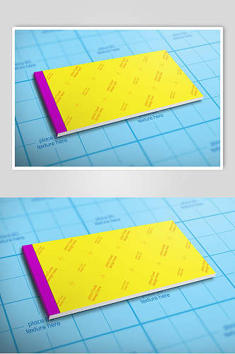 黄色杂志画册封面样机效果图设计