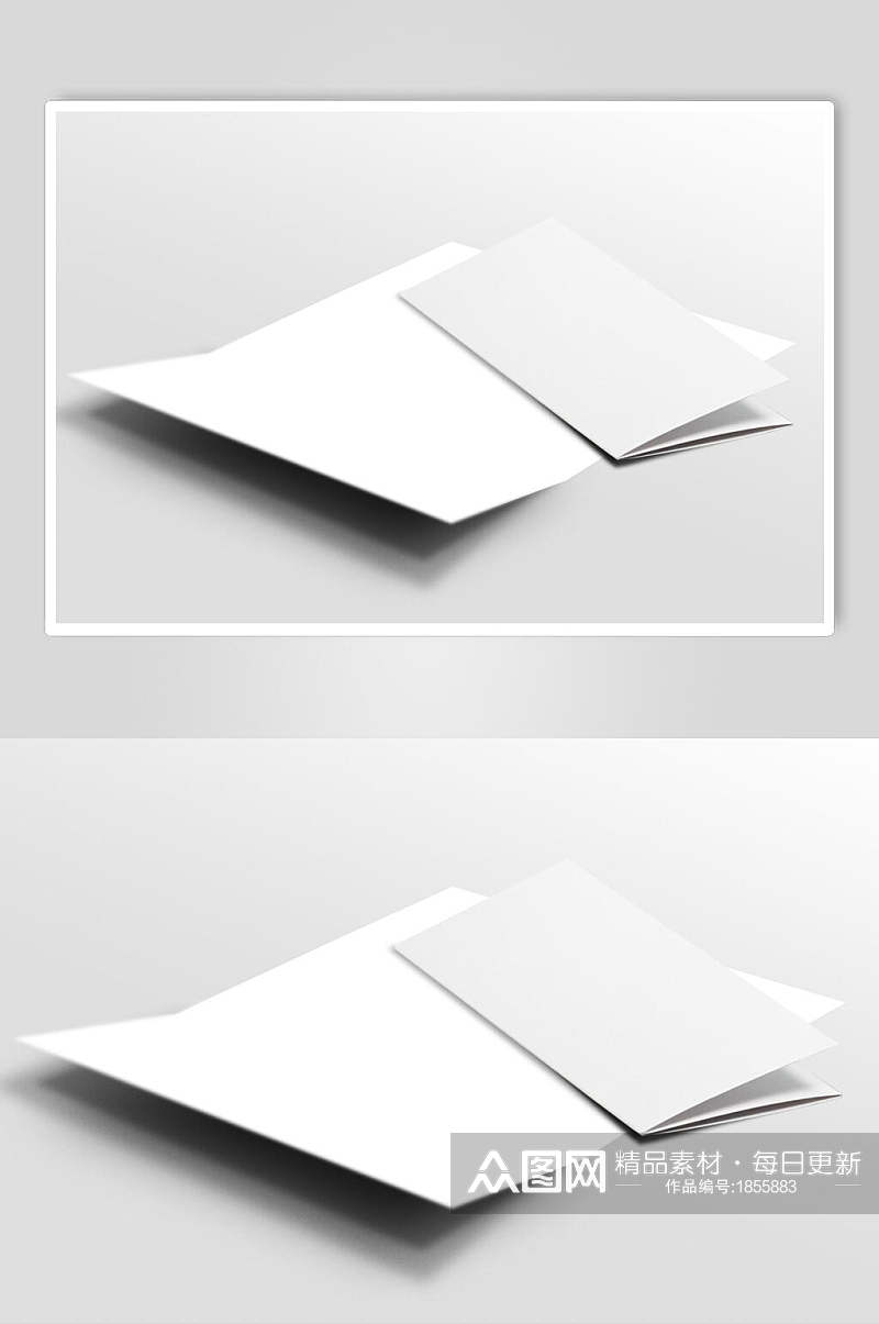 品牌宣传白色折页宣传单样机效果图素材