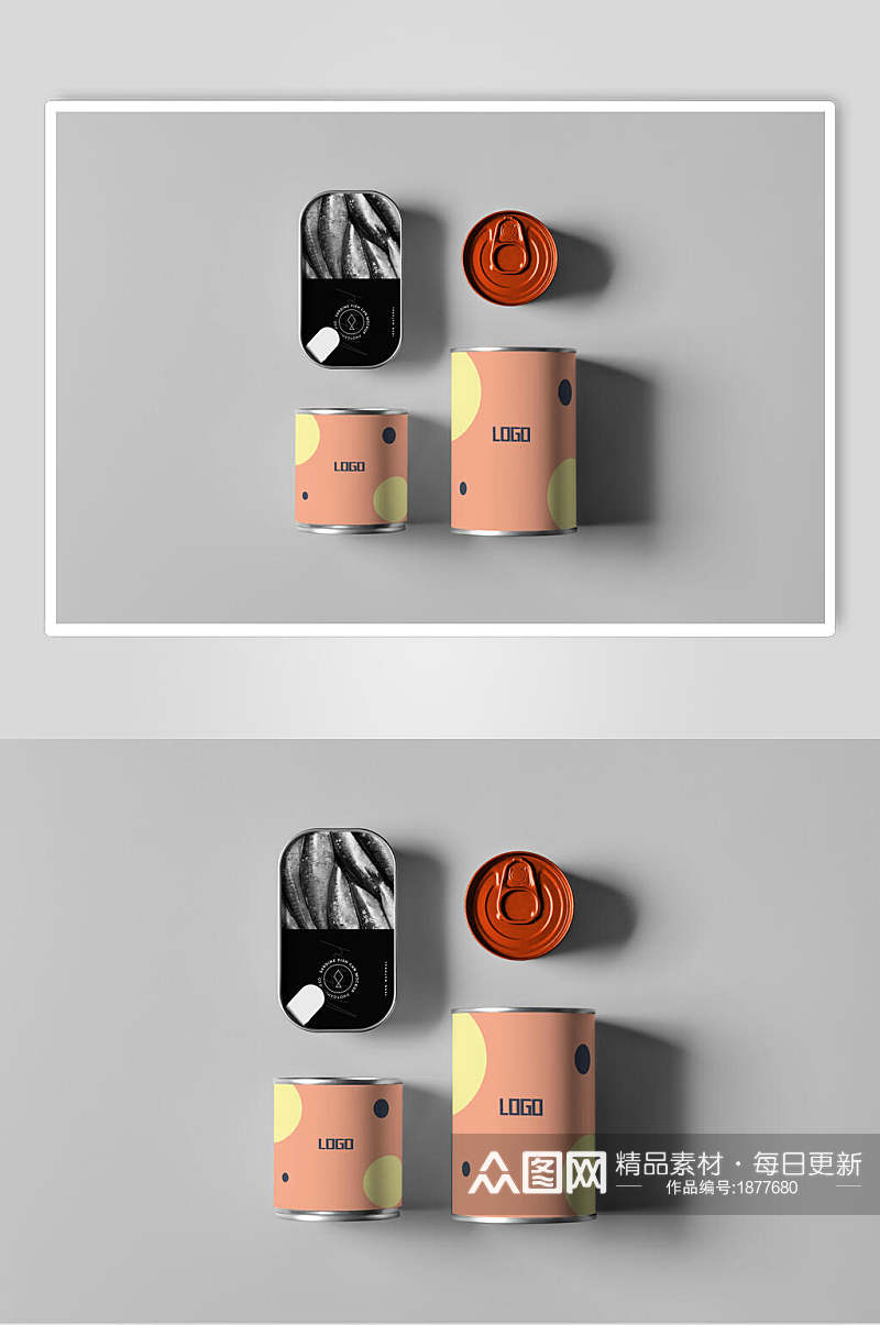 四款美食罐头包装样机效果图素材