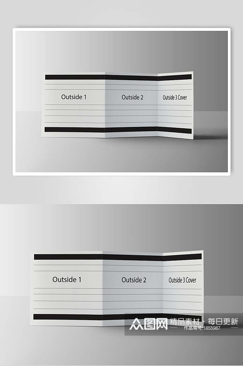 极简黑白品牌折页LOGO展示样机贴图效果图素材
