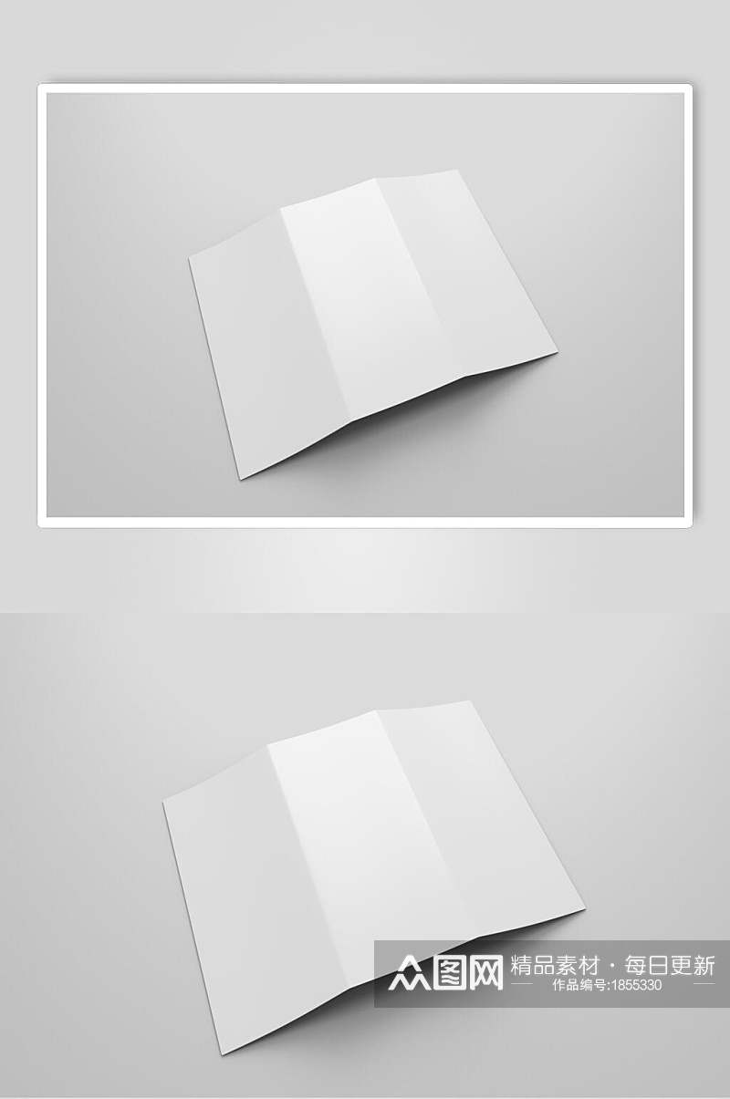 简洁白色折页宣传单样机效果图素材