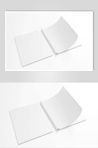 极简白色杂志画册样机效果图设计