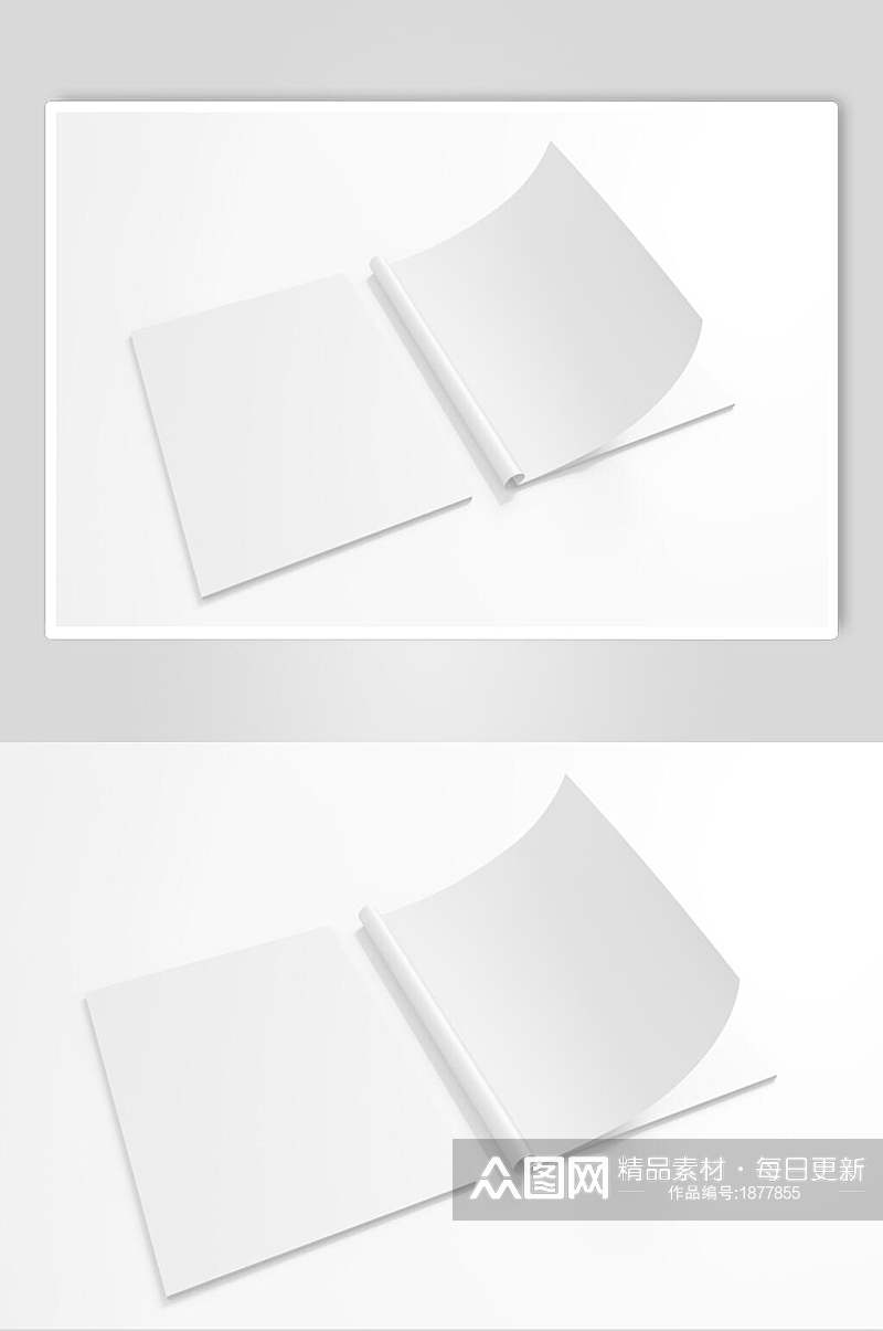 极简白色杂志画册样机效果图设计素材