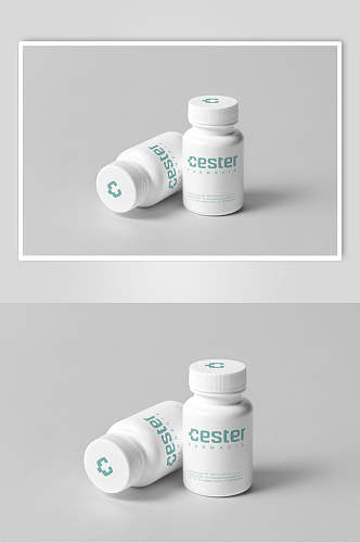 白色医药品牌包装设计LOGO展示样机效果图