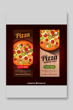 新鲜美味披萨菜单设计矢量图宣传单