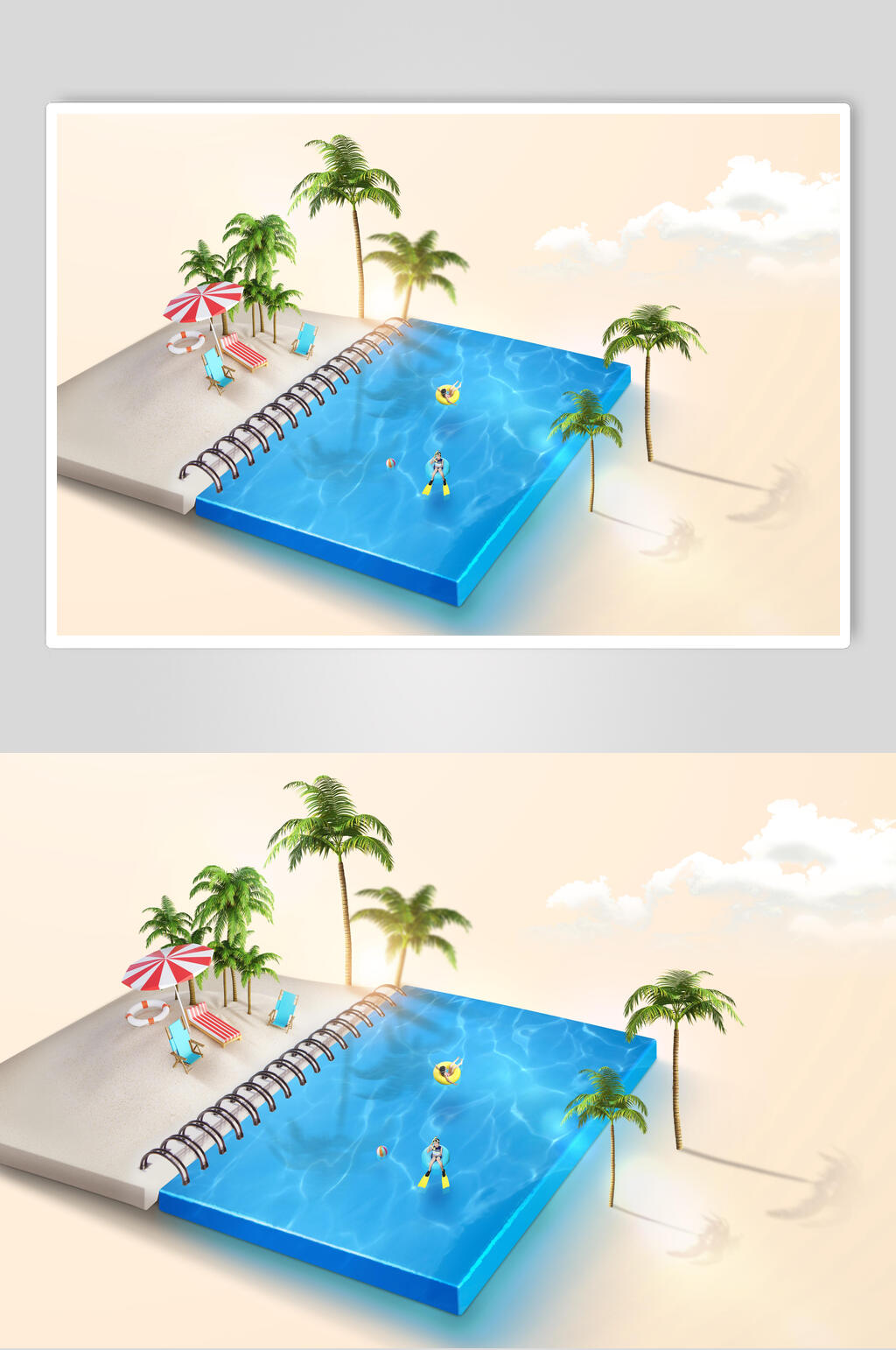 清凉夏日游泳池设计素材素材