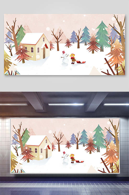 唯美冬天插画图片-唯美冬天插画素材下载-众图网