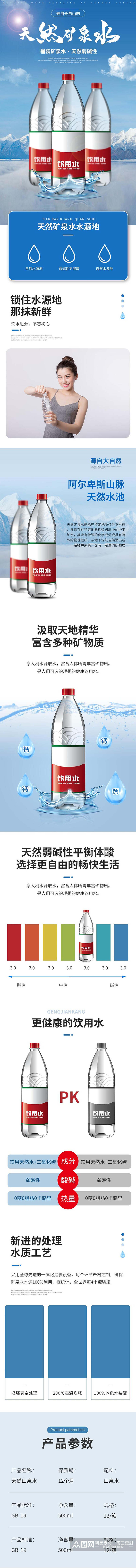 天然矿泉水生鲜水果食品电商详情页素材