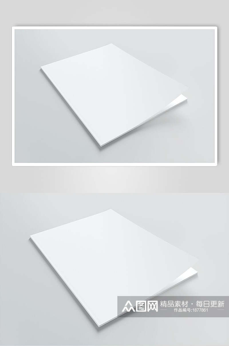 极简白色杂志画册样机封面效果图设计素材
