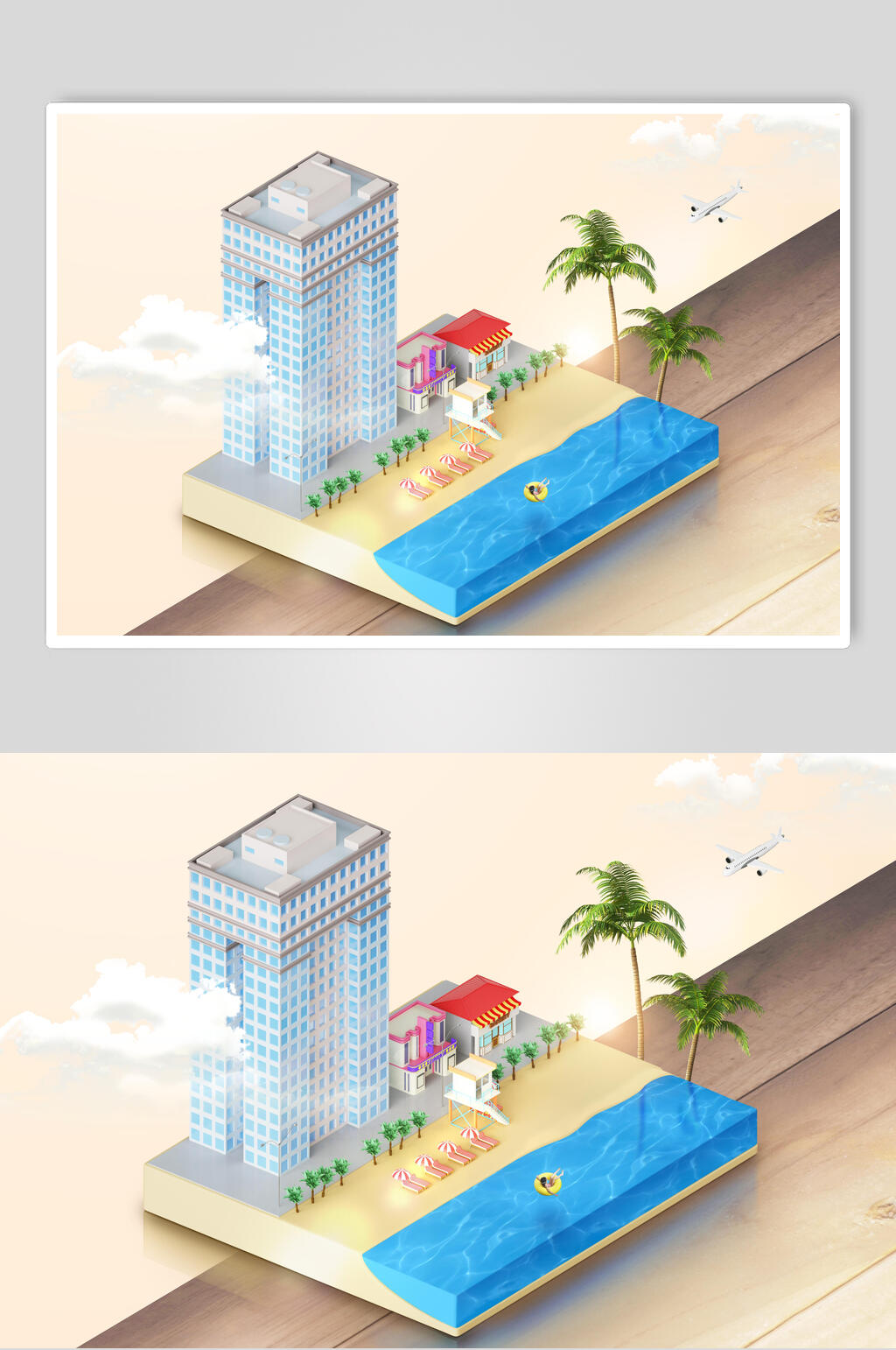 清新清凉夏日游泳池设计素材素材