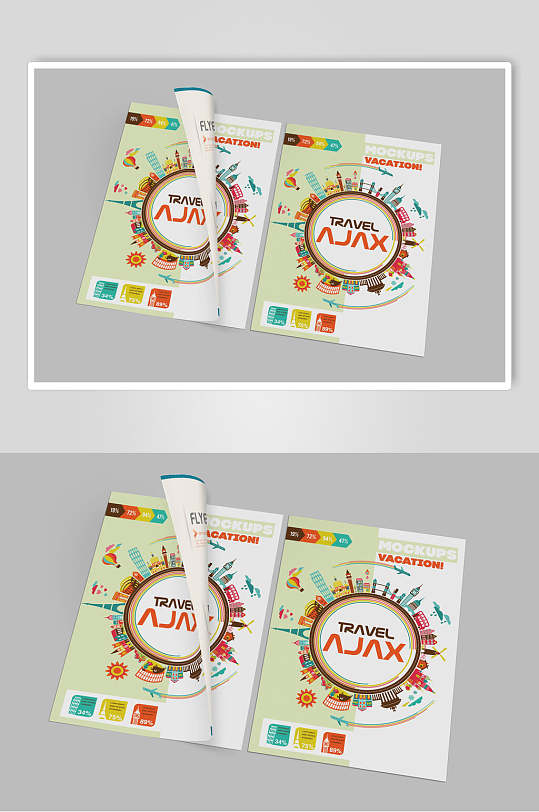 特色彩色单页宣传单样机效果图