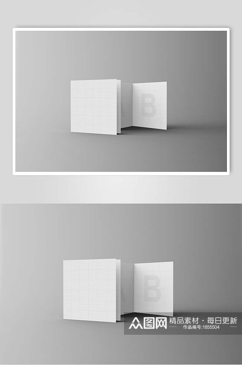 简约格子风方形折页样机贴图效果图素材