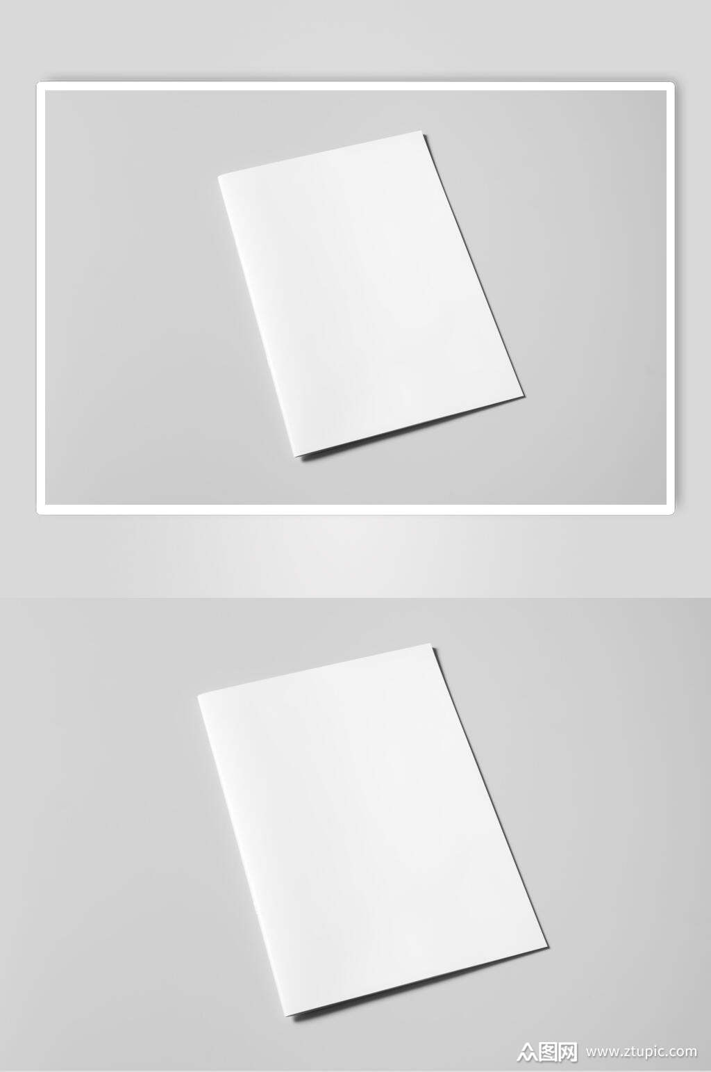 白色骑马钉装画册书籍样机效果图