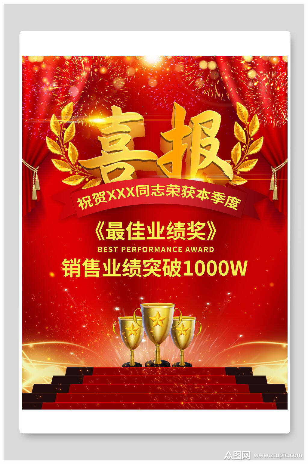 最佳业绩奖喜报海报
