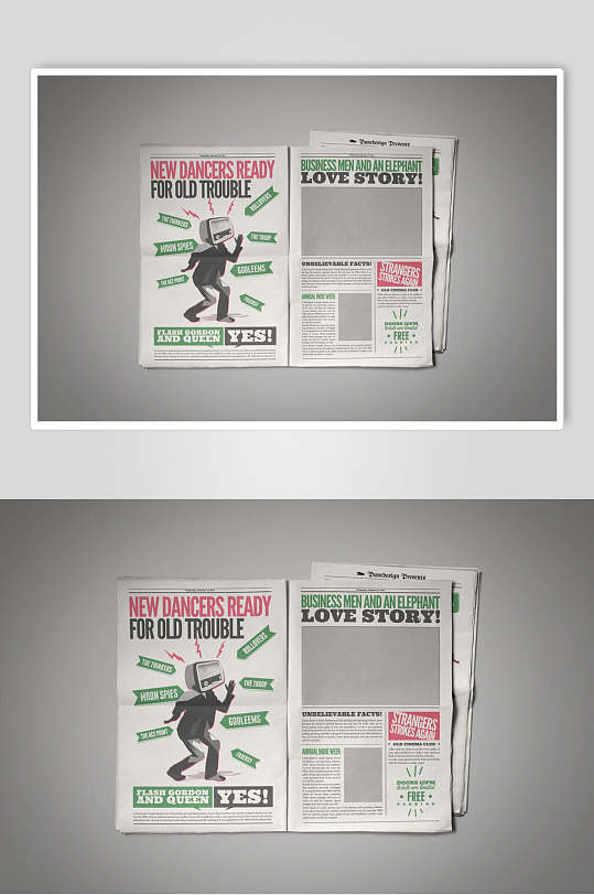 创意杂志报刊报纸样机效果图-众图网