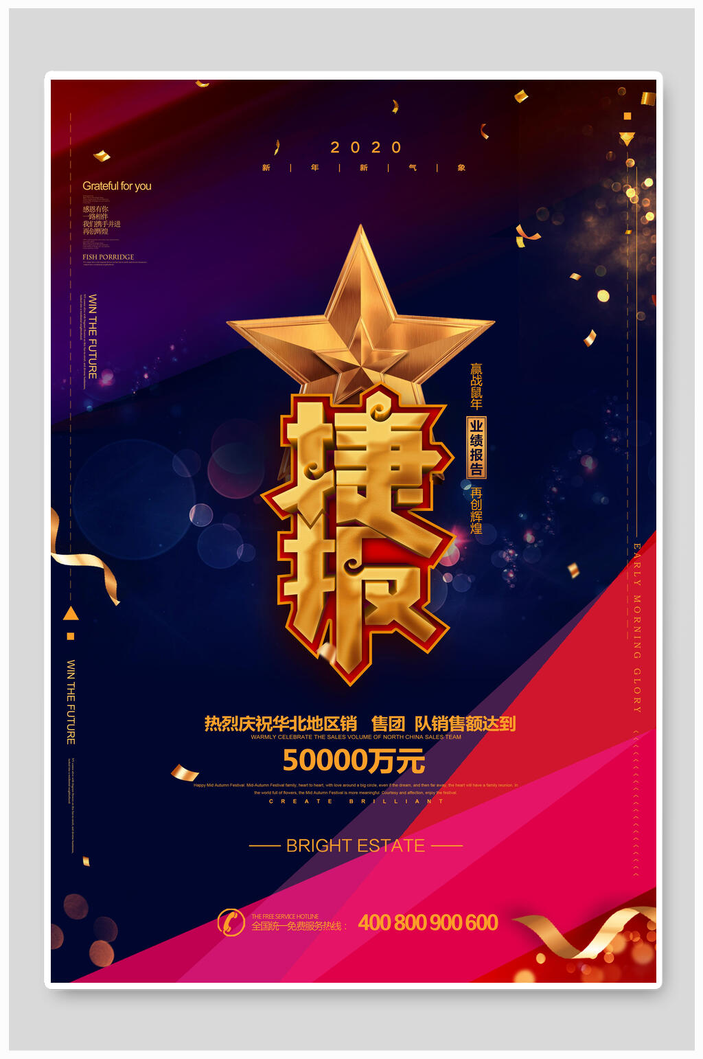 业绩报告捷报海报素材