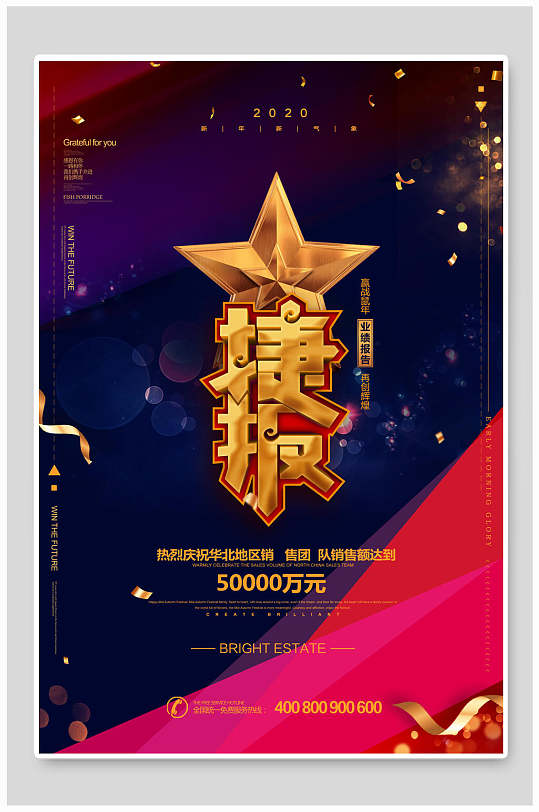 业绩报告捷报海报