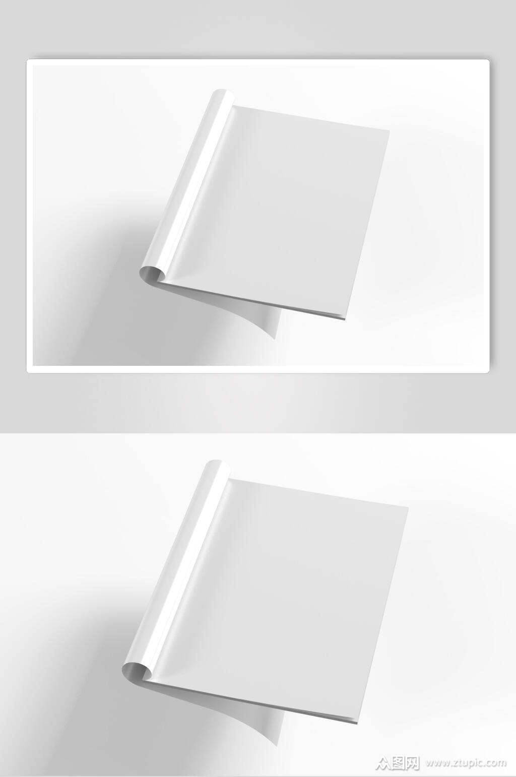 极简白色书籍杂志画册样机立体效果图设计素材