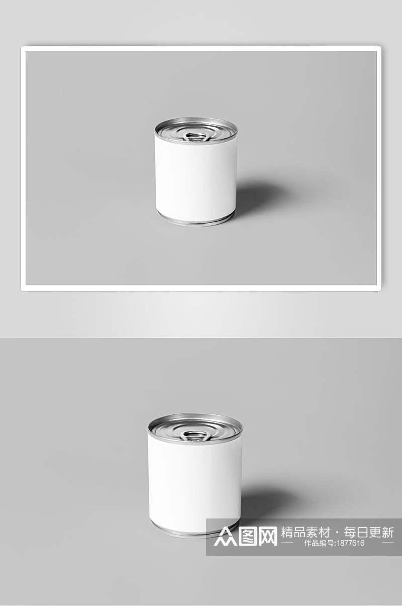 极简白色罐头包装样机效果图素材