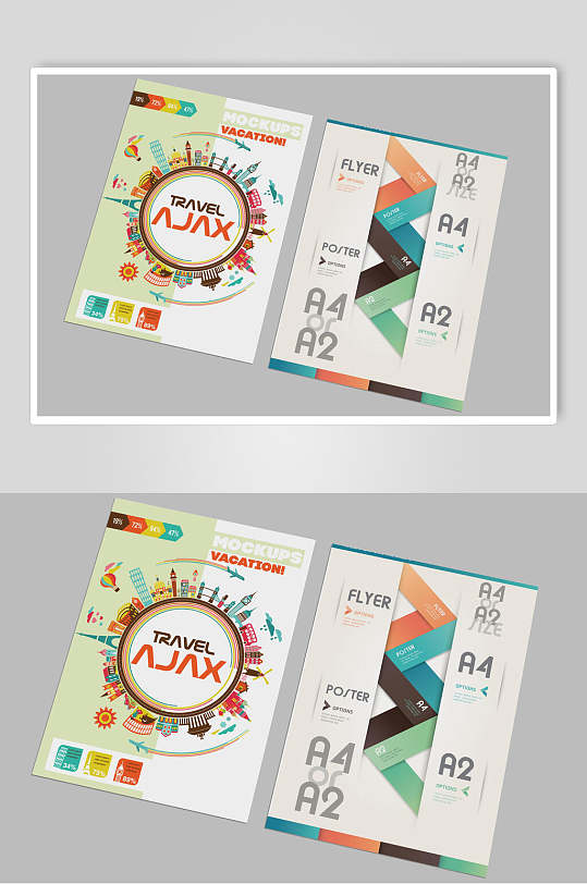 彩色单页宣传单样机效果图-众图网
