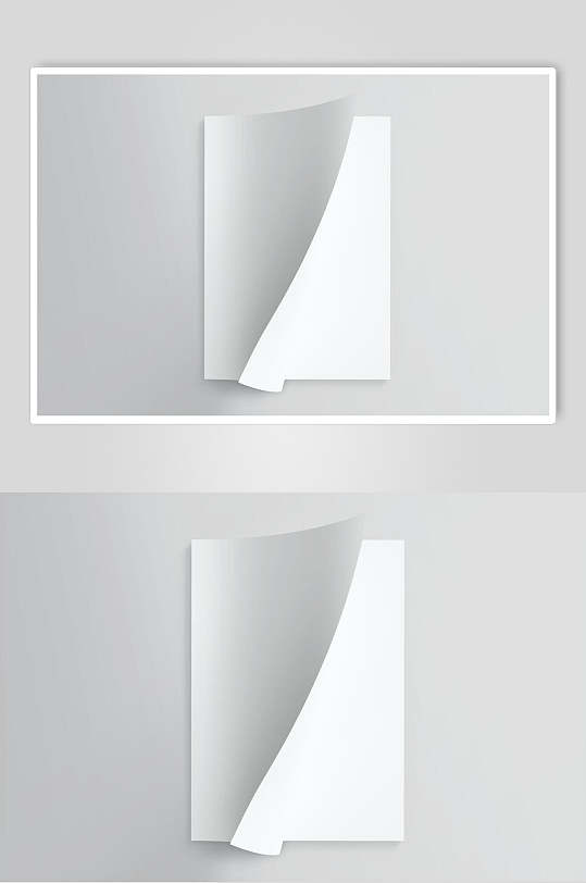 白色杂志画册样机封面翻页效果图设计