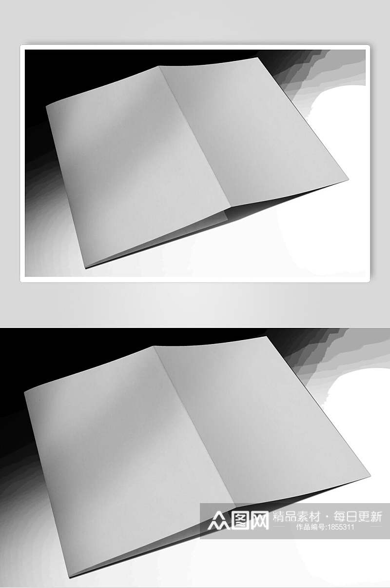 极简灰色折页样机贴图效果图素材