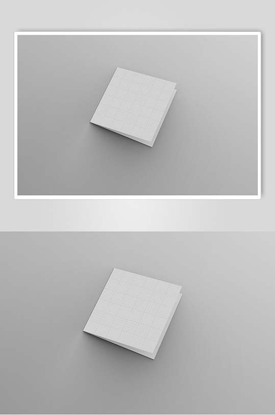 方形简约折页样机贴图封面效果图