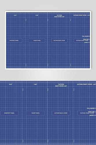 蓝色四折页样机矢量效果图