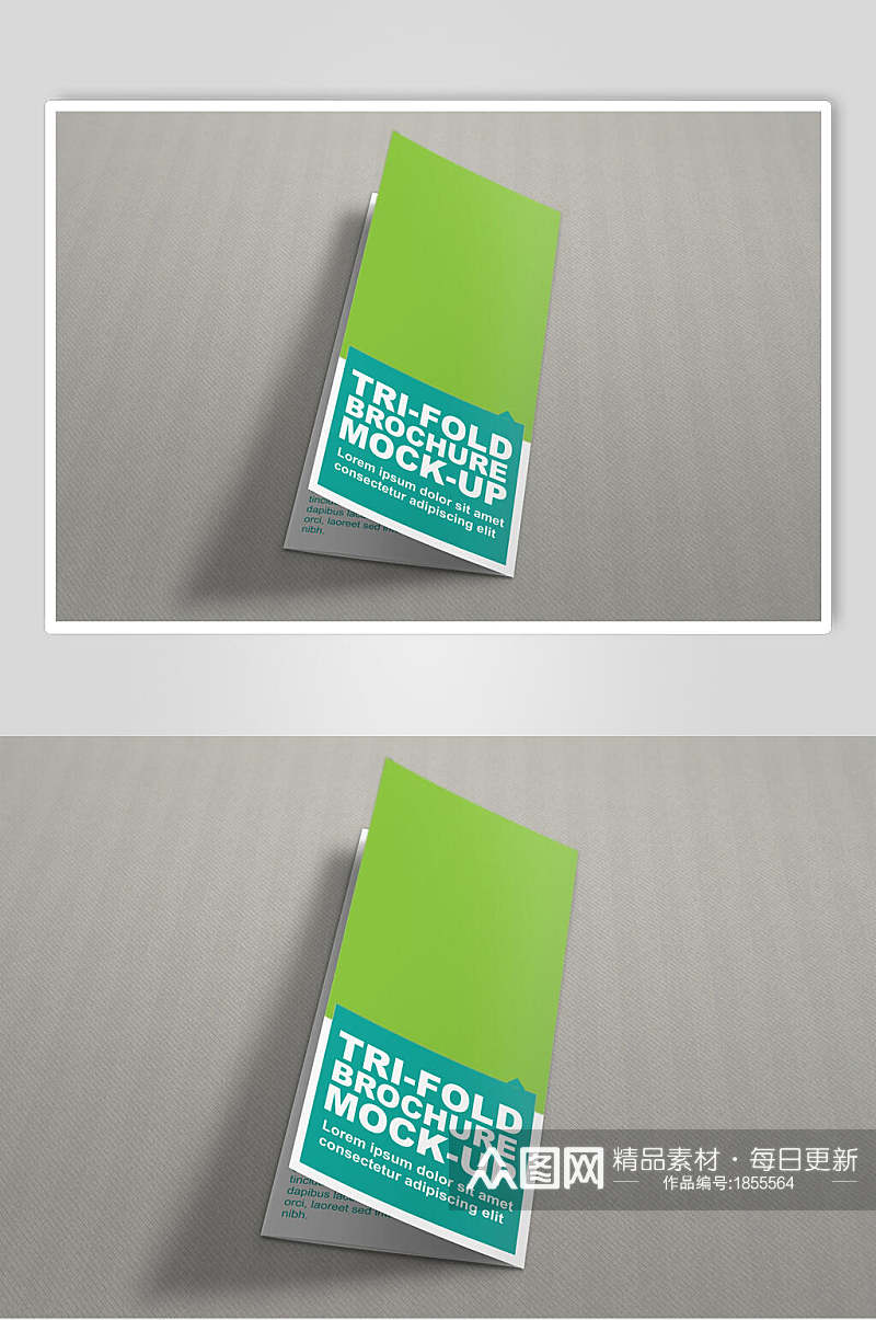 绿色折页宣传单样机背面效果图素材