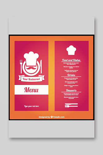 红色西餐厅菜单设计矢量图宣传单