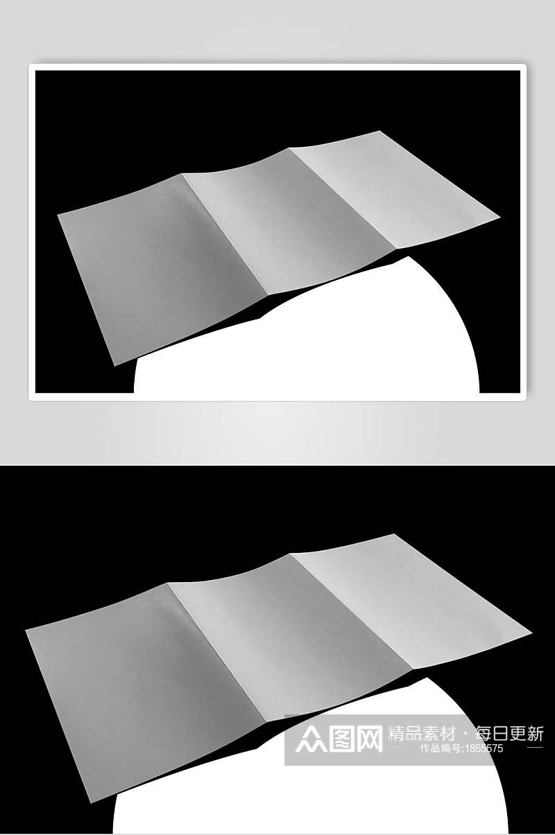 灰色简约三折页样机贴图效果图素材
