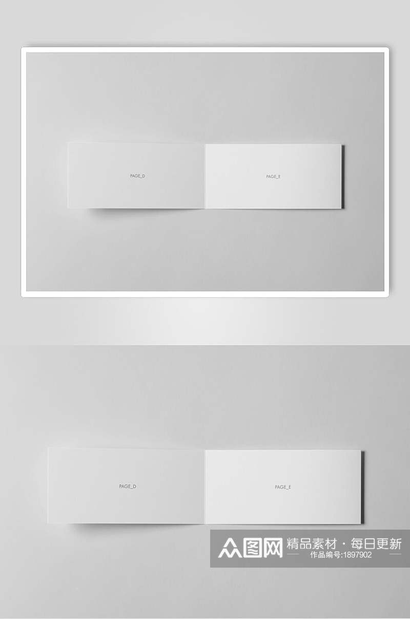 白色极简折页LOGO展示样机贴图效果图素材