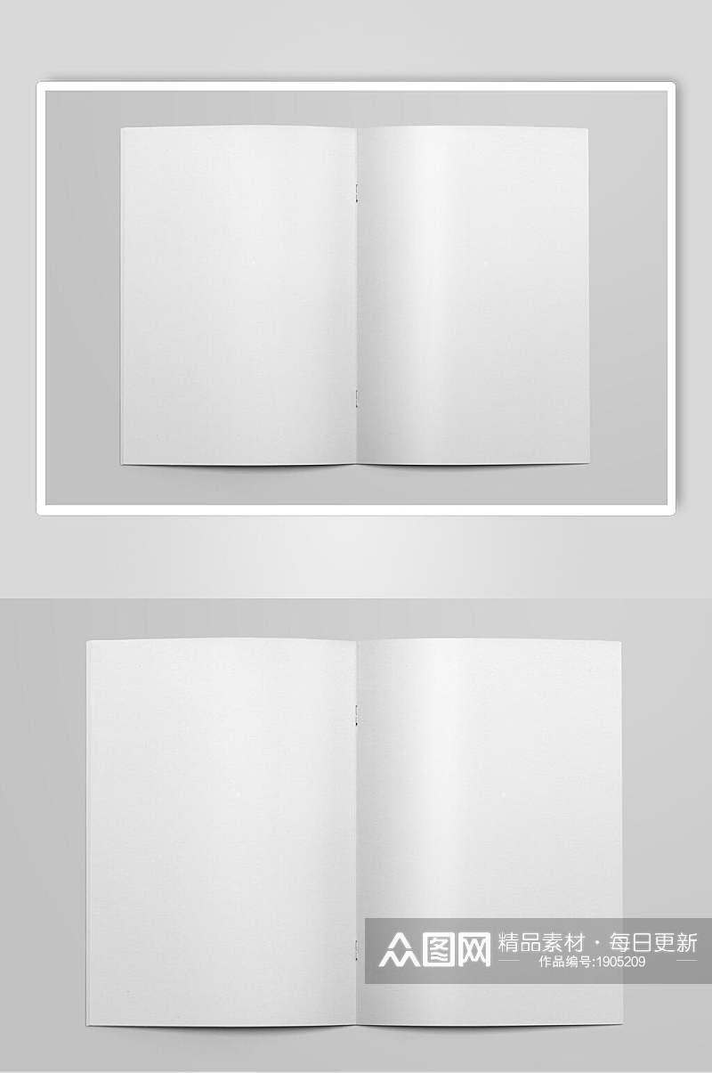纯白色画册杂志样机效果图素材
