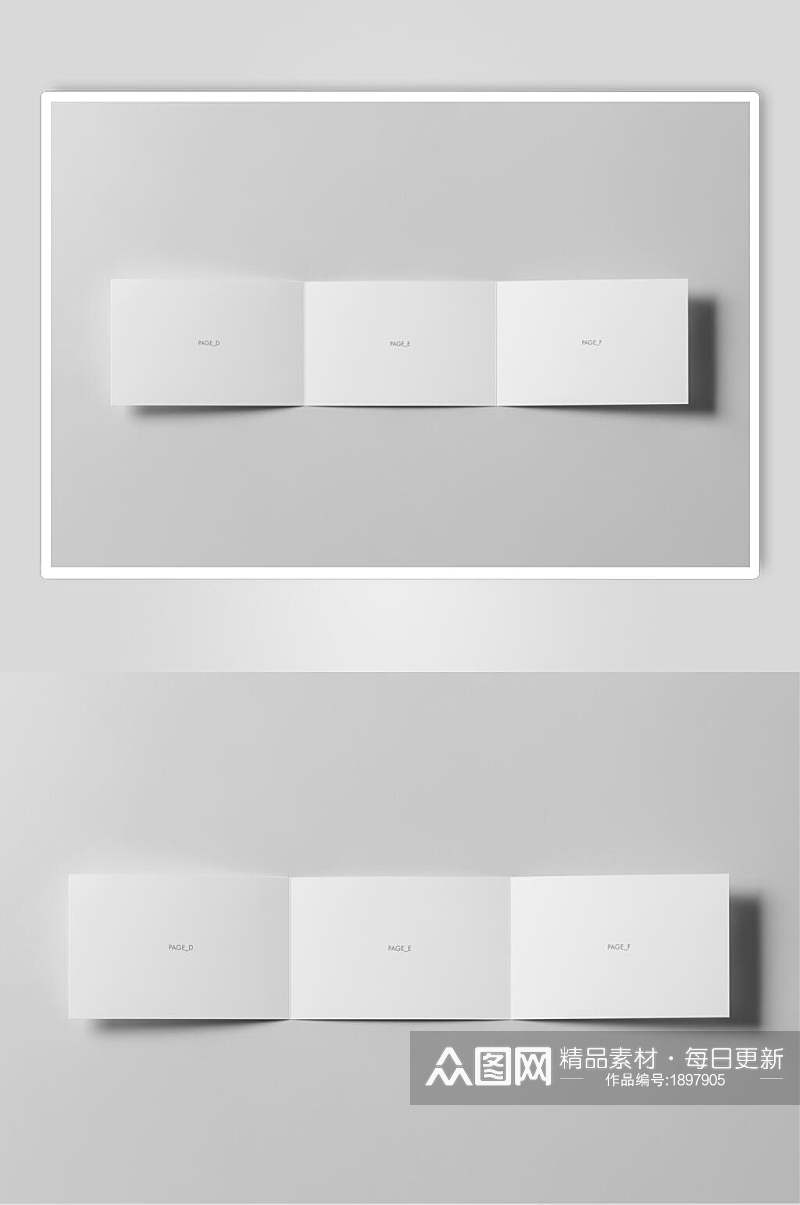 白色横版折页LOGO展示样机贴图效果图素材