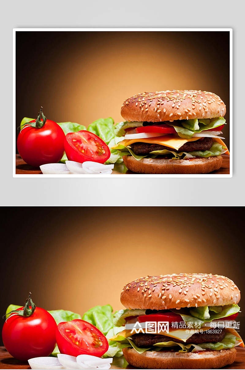 美食汉堡摄影背景图片素材