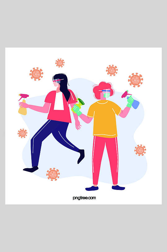 赶走病毒扁平化插画设计素材